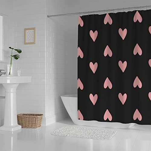 ZHIMI Shower Curtain Heart Design 60x72in Waterproof Washable with 12 Hooks