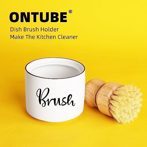 ONTUBE Ceramic Dish Brush Holder 8 oz White
