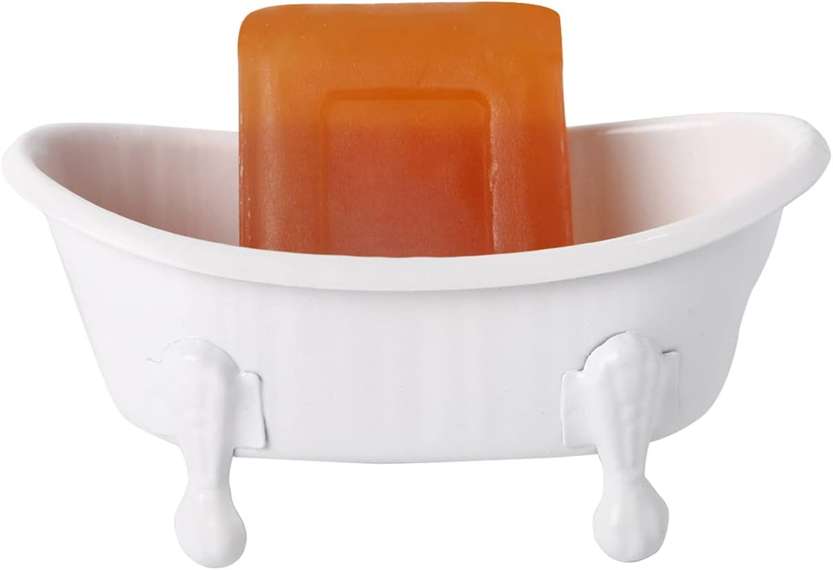 White Clawfoot Metal Soap Dish for Bathroom or Kitchen 55 Inch