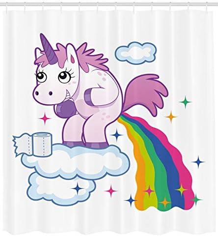 Ambesonne Unicorn Poop Rainbow Shower Curtain Set