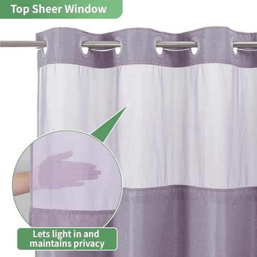 Lavender Shower Curtain Set with Snap-in Liner Hotel Style 71x74