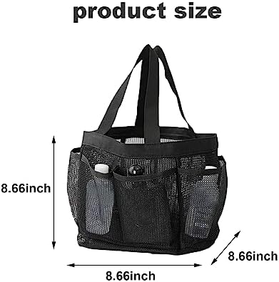 Hperu 8-Pocket Shower Tote Bag 22x22x22cm Black