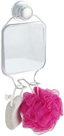 InterDesign iDesign Metro Rustproof Aluminum Suction Mirror with Hooks - Silver