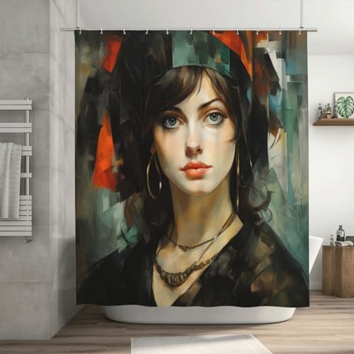 DAOWANGZUO Abstract Girl Shower Curtain Set