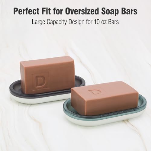 Oversized Shampoo Bar Holder with Drainage Black White