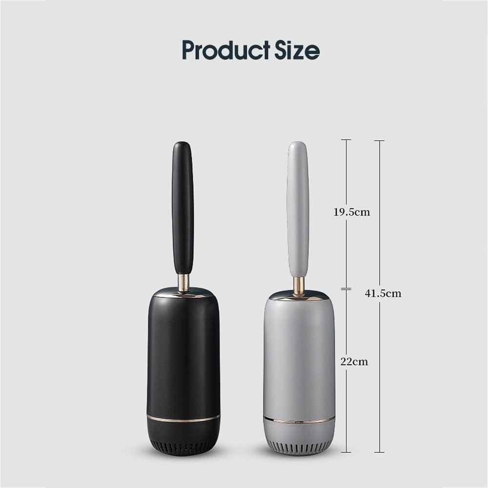 YIORYO Toilet Brush with Long Handle and Holder Set - Gray and Gold Design