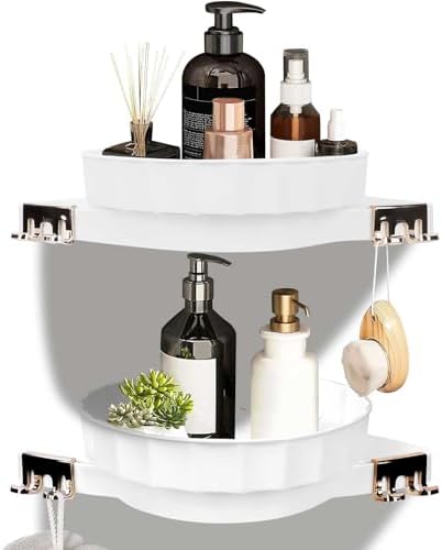 360 Rotating Bathroom Storage Rack with Corner Design 1