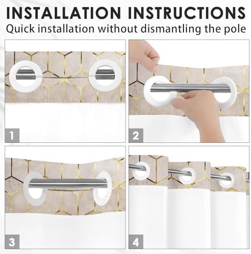 Britown Geometric Brown Gold Shower Curtain Set with Snap-in Liner