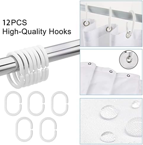 VISALUNA Shower Curtain Set with 12 Hooks 72x72in