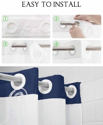 No Hooks Shower Curtain Set with Liner 72x72 Marine Theme
