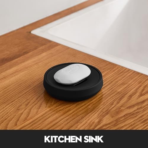 Matte Black Round Soap Dish Dual Layer Bathroom Kitchen