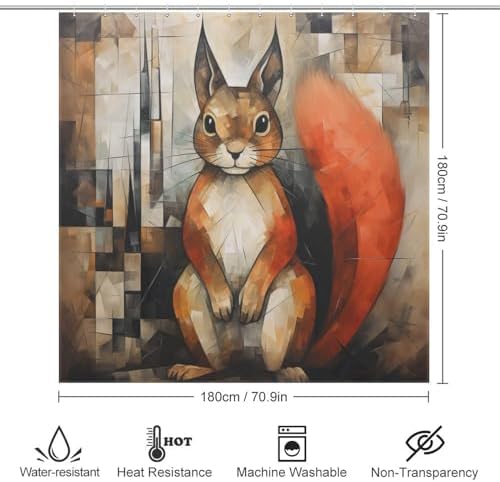 Squirrel Shower Curtain Set with 12 Hooks 72x72in 1