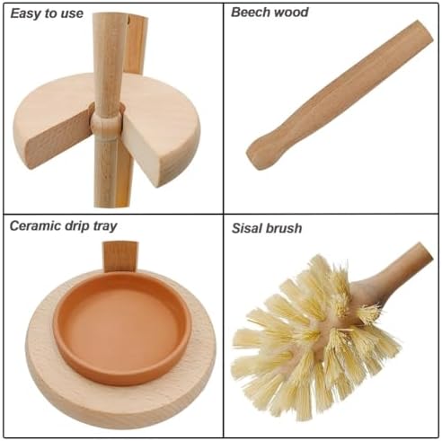 Wood Toilet Brush with Stand and Sisal Head