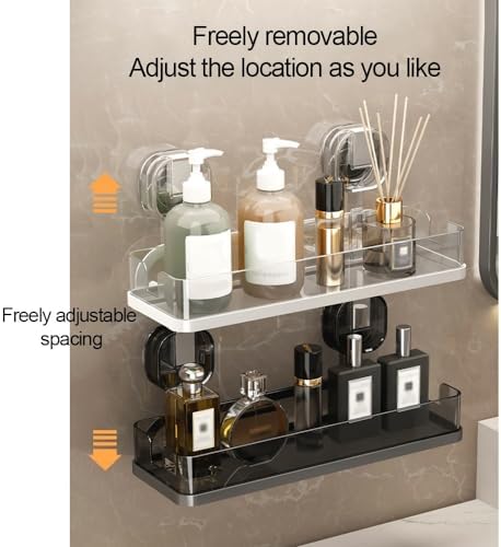 ANNBKA Transparent Gray Shower Caddy Wall Mount Storage Rack