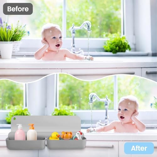 Bathtub Splash Guard with 70 Suction Cups - Gray