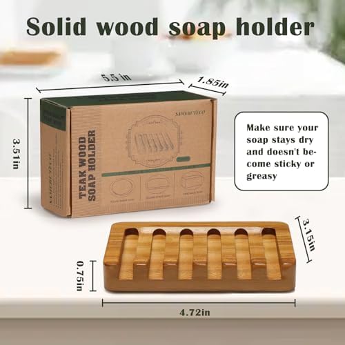 Set of 2 Teak Soap Dishes with Sloped Drain