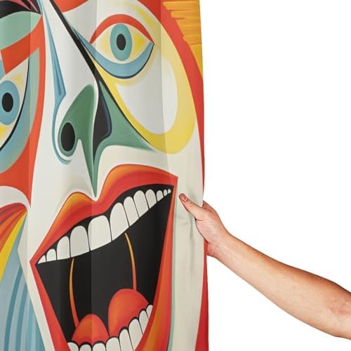 Laughing Girl Boho Shower Curtain Set with 12 Hooks 72x72in