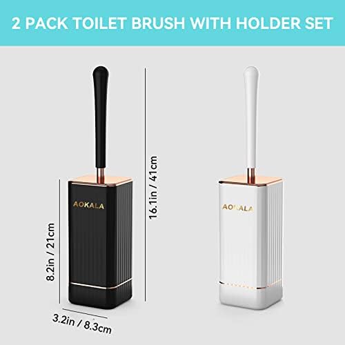 Aokala Toilet Brush Set 2 Pack Silicone with Ergonomic Handle