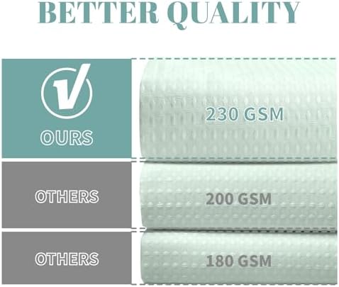 MintGreen No Hook Waffle Weave Shower Curtain Set