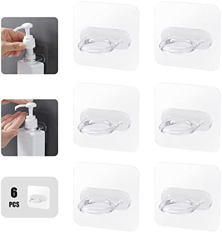 Shaoduoli 6pcs Adhesive Shampoo Holder Transparent Shower Gel Rack No Drilling Bathroom Stand