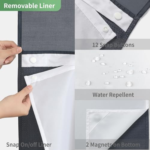 Eachope Stall No Hook Shower Curtain Set Navy Waffle Weave