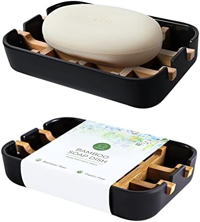 Leadiy Bamboo Soap Dish 100 Recycled Eco-Friendly Bathroom Holder