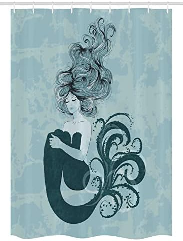Ambesonne Mermaid Stall Shower Curtain Set - Pale Blue Dark Teal