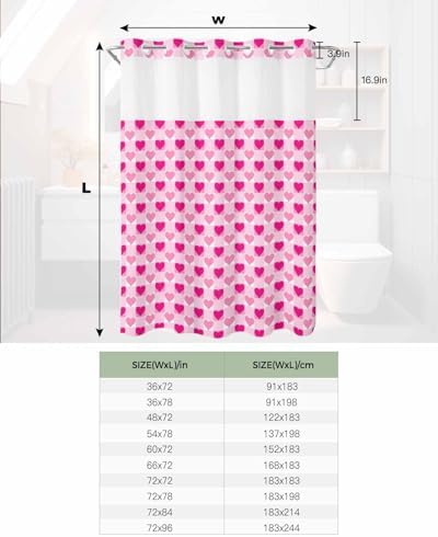 Anzona Valentine Plaid No Hook Shower Curtain Set 72x96