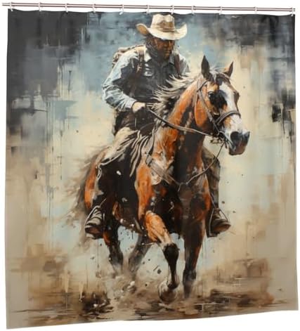DAOWANGZUO Riding Cowboy Shower Curtain Set 1