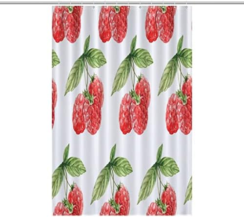 Sweet Natural Strawberry Shower Curtain with 12 Hooks