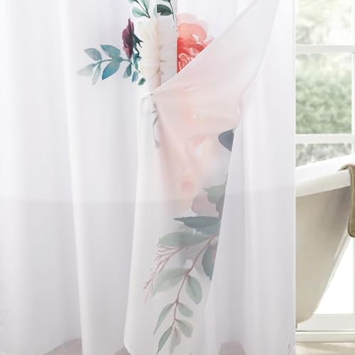 FONFLAIRE Floral Shower Curtain Set with Snap Liner
