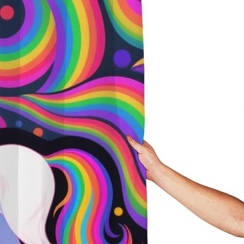 OXJOIIS Trippy Rainbow Unicorn Shower Curtain with 12 Hooks 1
