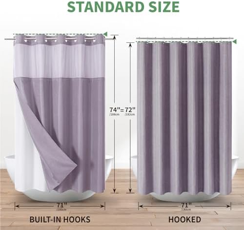Lavender Shower Curtain Set with Snap-in Liner Hotel Style 71x74