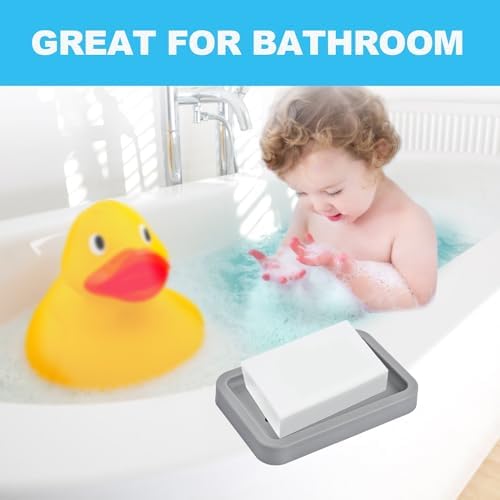 Mcyye 2PCS Grey Soap Holders Self Draining Bathroom Sink and Shower Accessories
