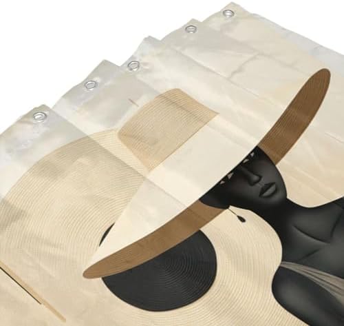 Brown Patterned Shower Curtain Set with 12 Hooks 72x72in