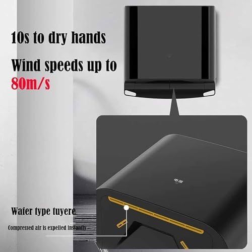 Automatic Touch-Free Hand Dryer with PTC Heating 1250W High Speed Black 1
