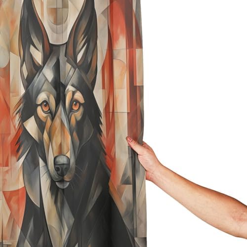 Black Dog Shower Curtain Set with 12 Hooks