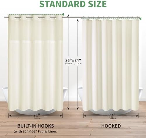 Eachope Extra Long Waffle Weave Shower Curtain Set