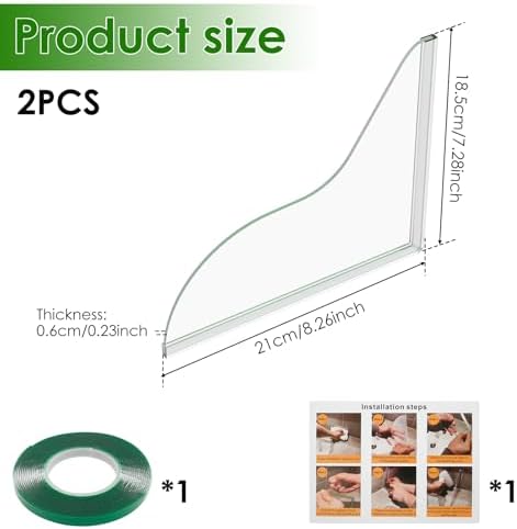 2 Pack Acrylic Shower Splash Guards - 826 Dx728 H