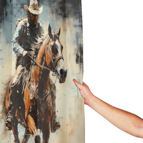 DAOWANGZUO Riding Cowboy Shower Curtain Set 1