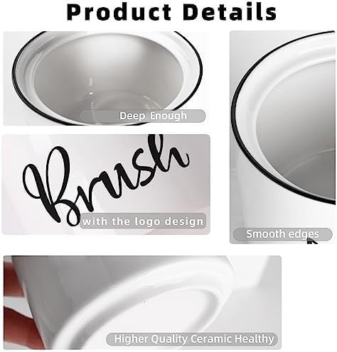 ONTUBE Ceramic Dish Brush Holder 8 oz White