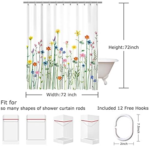 LIVILAN Floral Shower Curtain 72x72 1
