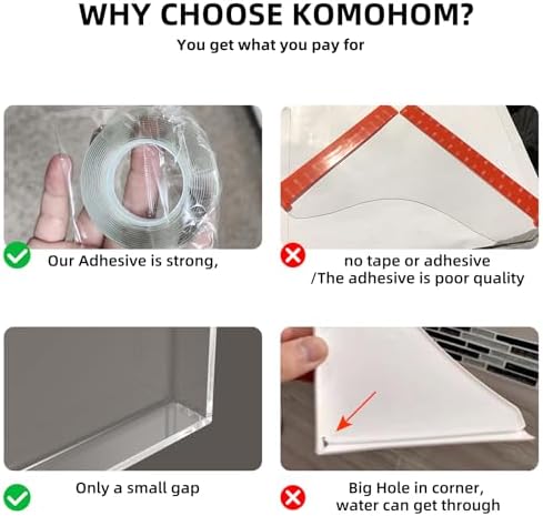 KOMOHOM Shower Splash Guard for Bathtub Corner