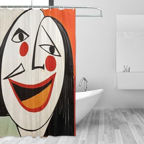 Laughing Girl Boho Shower Curtain Set with 12 Hooks 72x72in 1