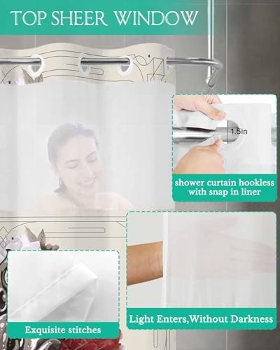 No Hook Botanical Heart Shower Curtain Set