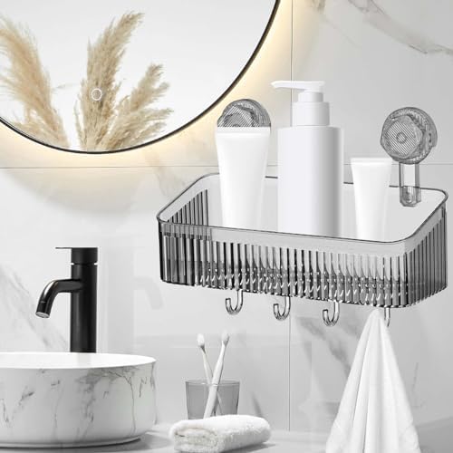 Versatile Shower Caddy with Strong Suction Gray