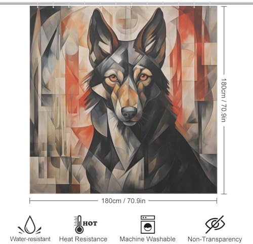 Black Dog Shower Curtain Set with 12 Hooks