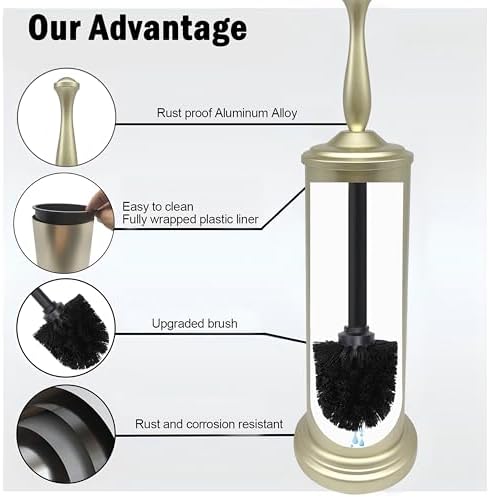 Satin Matte Gold Toilet Bowl Brush with Holder