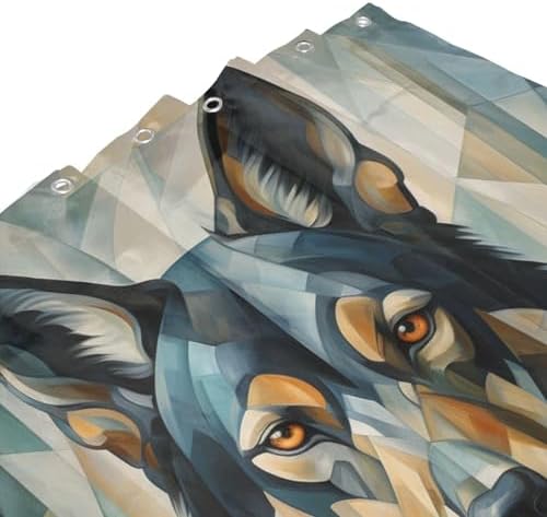 Black Dog Design Shower Curtain Set with 12 Hooks 72x72in