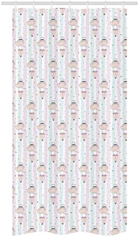 Ambesonne Ballerina Stall Shower Curtain Set - 36 x 72 Pale Pink Blue